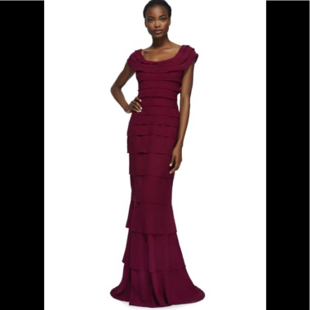 Red Tadashi shoji evening gown, Size 4.